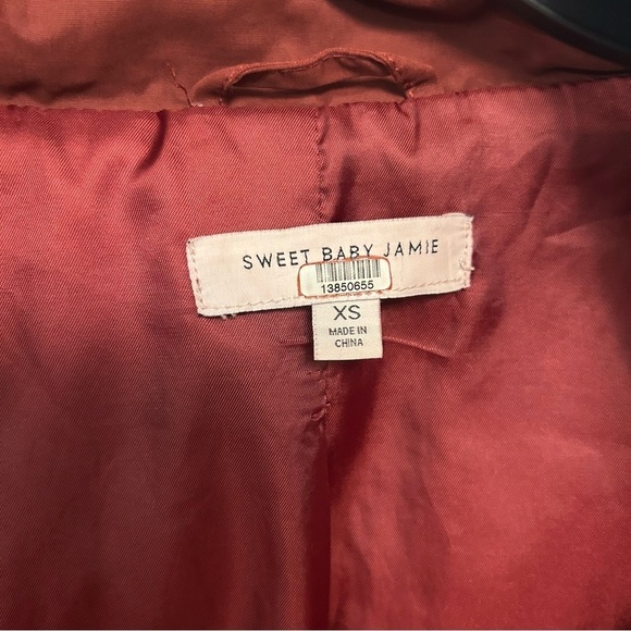 Sweet Baby Jamie long line burgundy full zip puffer coat, ladies size XS Ruby - Picture 2 of 11